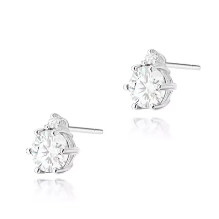 Złote 585 Kolczyki Biały Szafir Diamenty BZ Złote 585 Kolczyki Biały Szafir Diamenty BZ