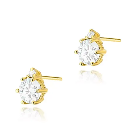 Złote 585 Kolczyki Biały Szafir Diamenty BZ Złote 585 Kolczyki Biały Szafir Diamenty BZ