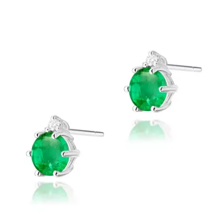 Złote 585 Kolczyki Szmaragd i Diamenty Sztyft Złote 585 Kolczyki Szmaragd i Diamenty Sztyft