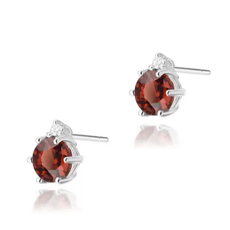Złote 585 Kolczyki Granat i Diamenty Sztyft Złote 585 Kolczyki Granat i Diamenty Sztyft