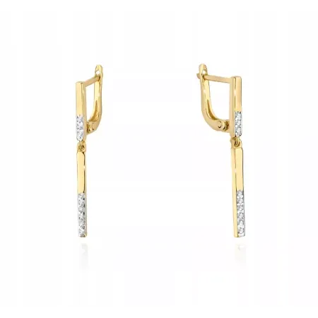 Złote Eleganckie 585 Kolczyki z Diamentami Prezent Złote Eleganckie 585 Kolczyki z Diamentami Prezent