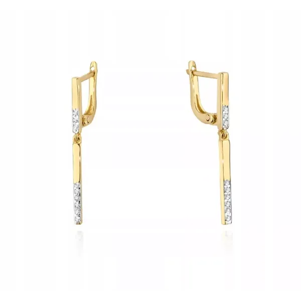 Złote Eleganckie 585 Kolczyki z Diamentami Prezent