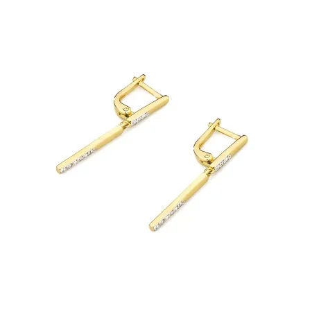Złote Eleganckie 585 Kolczyki z Diamentami Prezent Złote Eleganckie 585 Kolczyki z Diamentami Prezent