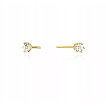 Złote Delikatne Kolczyki Diamenty Próba 585 Złote Delikatne Kolczyki Diamenty Próba 585