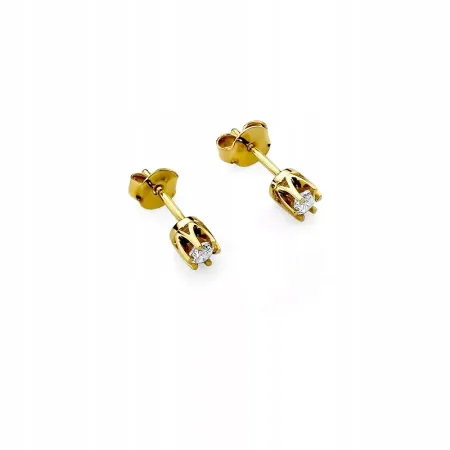 Złote 14K Kolczyki Diament Sztyft 0,20ct Prezent Złote 14K Kolczyki Diament Sztyft 0,20ct Prezent