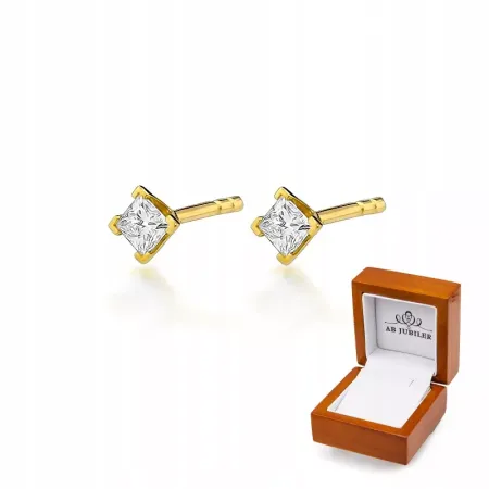 Delikatne Złote Kolczyki z Diamentem Próba 585 Delikatne Złote Kolczyki z Diamentem Próba 585