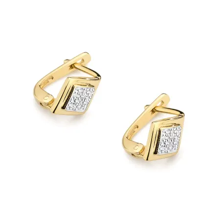 Eleganckie Złote Kolczyki Diamenty Próba 585 Eleganckie Złote Kolczyki Diamenty Próba 585