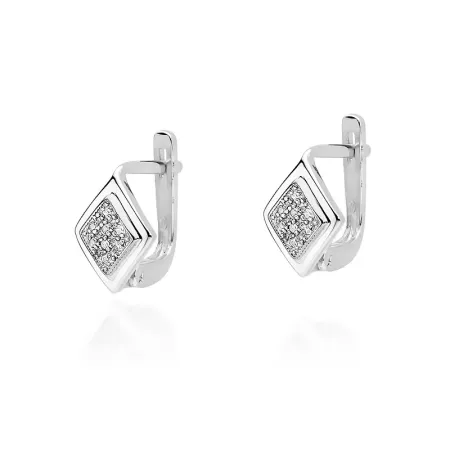 Eleganckie Złote Kolczyki Diamenty Próba 585 Eleganckie Złote Kolczyki Diamenty Próba 585