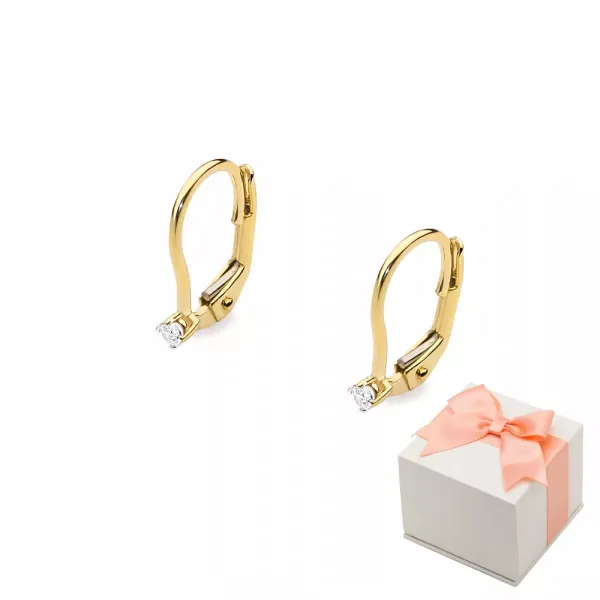 Złote 585 Kolczyki z Diamentami 0,08ct Prezent