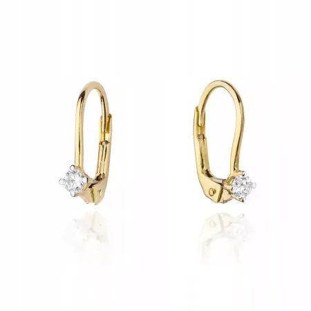 Złote Kolczyki z Diamentem 0,14ct Próba 585 Złote Kolczyki z Diamentem 0,14ct Próba 585