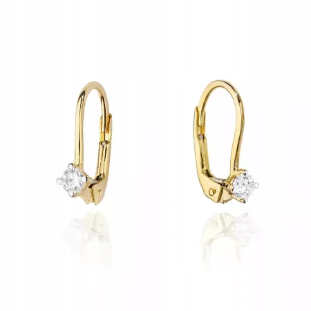 Śliczne Złote 585 Kolczyki z Diamentem 0,16ct Śliczne Złote 585 Kolczyki z Diamentem 0,16ct