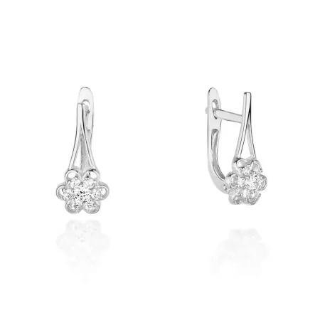 Złote Kolczyki Kwiatek 585 Diamenty Angielskie Złote Kolczyki Kwiatek 585 Diamenty Angielskie