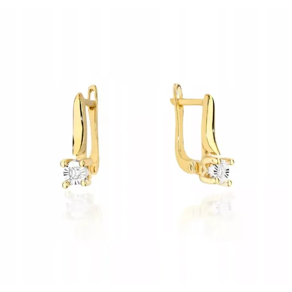 Złote Eleganckie Kolczyki z Diamentami Próba 585 