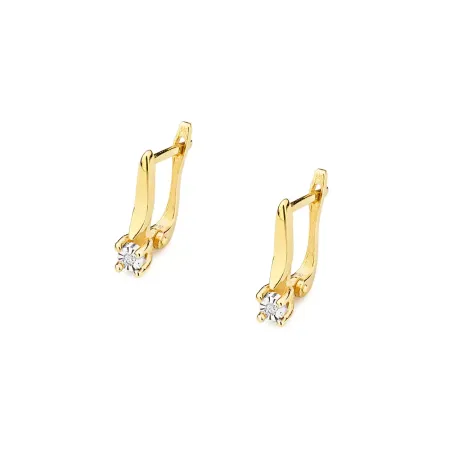 Złote Eleganckie Kolczyki z Diamentami Próba 585 Złote Eleganckie Kolczyki z Diamentami Próba 585
