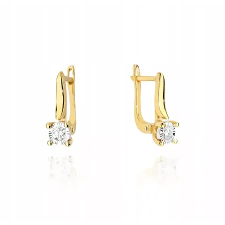 Złote Kolczyki 0,16ct Diamenty Zapięcie Angielskie Złote Kolczyki 0,16ct Diamenty Zapięcie Angielskie