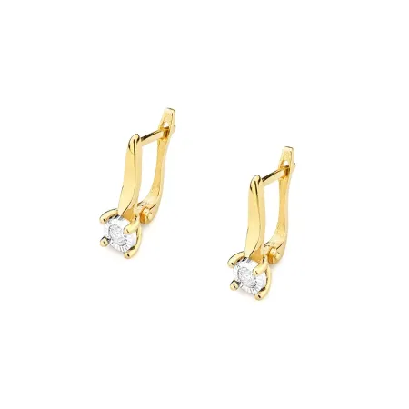 Złote Kolczyki 0,16ct Diamenty Zapięcie Angielskie Złote Kolczyki 0,16ct Diamenty Zapięcie Angielskie