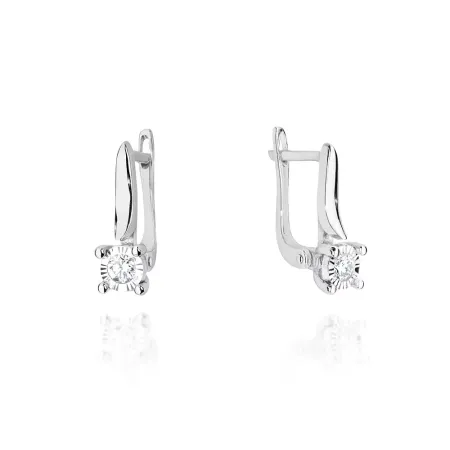 Złote Kolczyki 0,16ct Diamenty Zapięcie Angielskie Złote Kolczyki 0,16ct Diamenty Zapięcie Angielskie