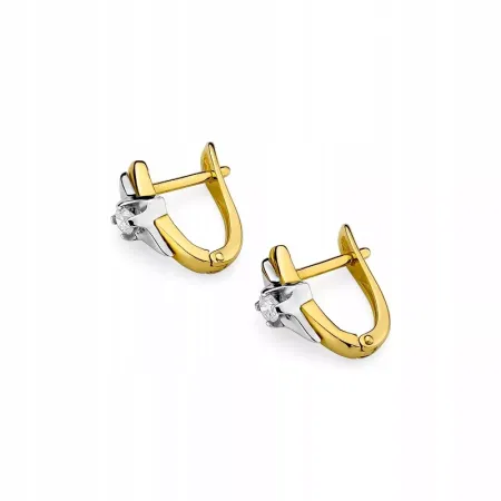 Kolczyki w Żółto Białym Złocie z Diamentami 0,16ct Kolczyki w Żółto Białym Złocie z Diamentami 0,16ct