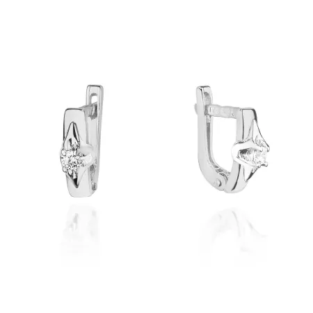 Złote Eleganckie 585 Kolczyki z Diamentami 0,08ct Złote Eleganckie 585 Kolczyki z Diamentami 0,08ct