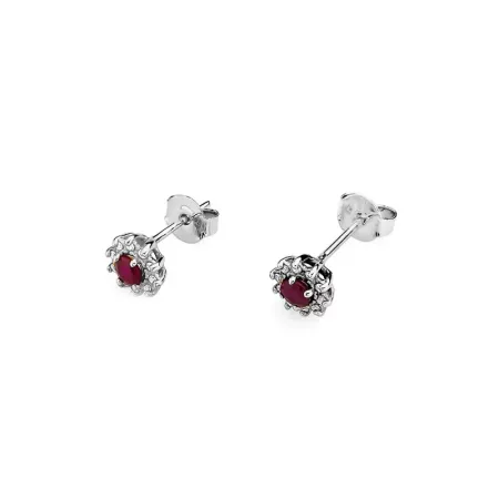 Złote Eleganckie 585 Kolczyki Rubin i Diamenty Złote Eleganckie 585 Kolczyki Rubin i Diamenty