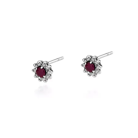 Złote Eleganckie 585 Kolczyki Rubin i Diamenty Złote Eleganckie 585 Kolczyki Rubin i Diamenty