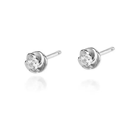 Złote Kolczyki 585 Diamenty 0,16ct Sztyft Prezent