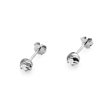 Złote Kolczyki 585 Diamenty 0,16ct Sztyft Prezent