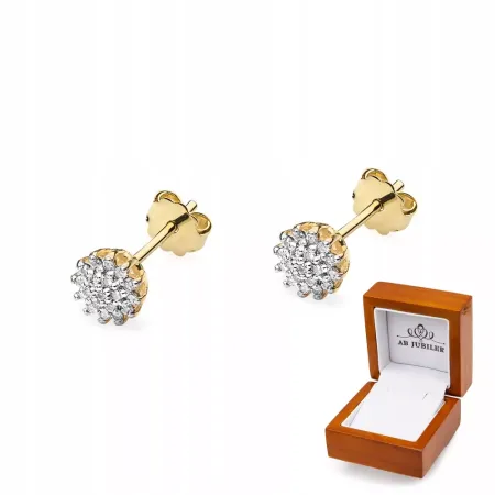 Delikatne Złote Kolczyki z Diamentami 585 Sztyft Delikatne Złote Kolczyki z Diamentami 585 Sztyft