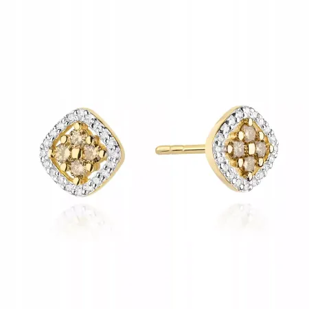 Kolczyki 585 z Diamentami Brązowe Brylanty Prezent Kolczyki 585 z Diamentami Brązowe Brylanty Prezent
