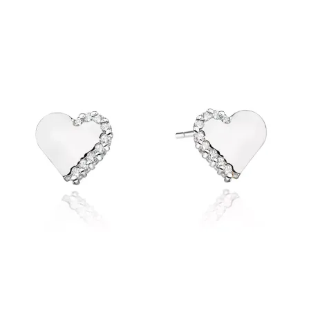 Złote 585 Kolczyki Serca Diamenty Sztyft Złote 585 Kolczyki Serca Diamenty Sztyft