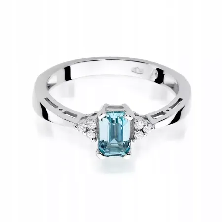 Pierścionek Zaręczynowy Białe Złoto Topaz Diamenty Pierścionek Zaręczynowy Białe Złoto Topaz Diamenty