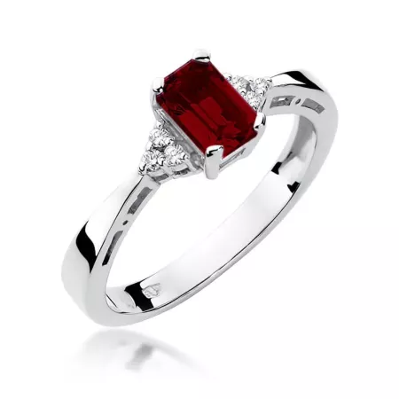 Pierścionek Granat Diamenty Białe Złoto Próba 585 Pierścionek Granat Diamenty Białe Złoto Próba 585