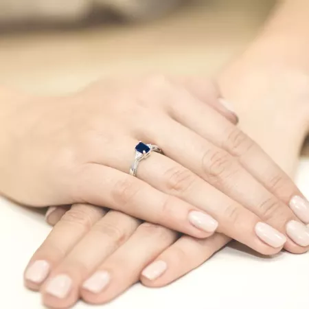 Pierścionek 585 Szafir Diamenty Białe Złoto Grawer Pierścionek 585 Szafir Diamenty Białe Złoto Grawer