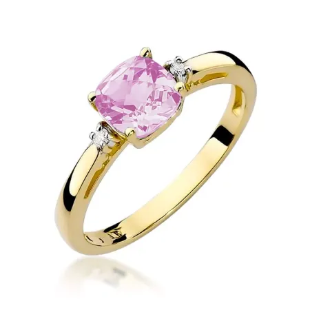 Pierścionek 585 Zaręczynowy Różowy Topaz Diamenty Pierścionek 585 Zaręczynowy Różowy Topaz Diamenty