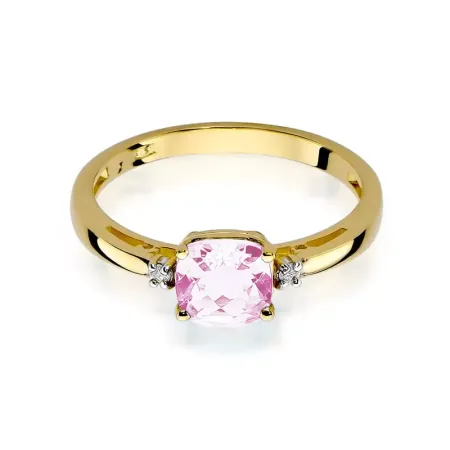Pierścionek 585 Zaręczynowy Różowy Topaz Diamenty Pierścionek 585 Zaręczynowy Różowy Topaz Diamenty