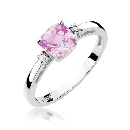 Pierścionek 585 Zaręczynowy Różowy Topaz Diamenty Pierścionek 585 Zaręczynowy Różowy Topaz Diamenty