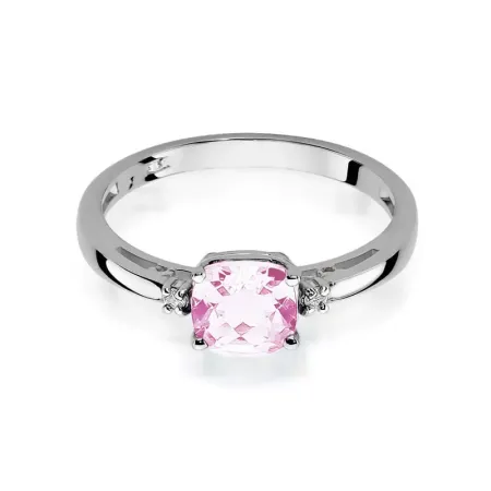 Pierścionek 585 Zaręczynowy Różowy Topaz Diamenty Pierścionek 585 Zaręczynowy Różowy Topaz Diamenty