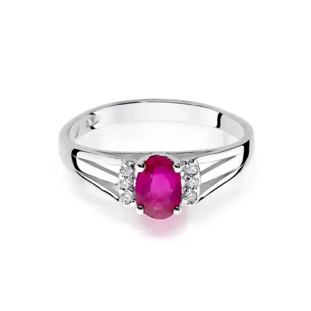 Pierścionek w Białym Złocie Rubin 0,60ct i Diament Pierścionek w Białym Złocie Rubin 0,60ct i Diament