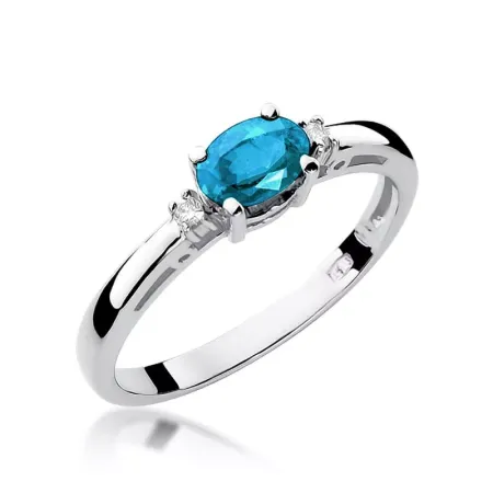 Pierścionek 585 Topaz Diamenty Białe Złoto Grawer Pierścionek 585 Topaz Diamenty Białe Złoto Grawer