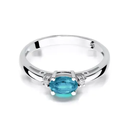 Pierścionek 585 Topaz Diamenty Białe Złoto Grawer Pierścionek 585 Topaz Diamenty Białe Złoto Grawer