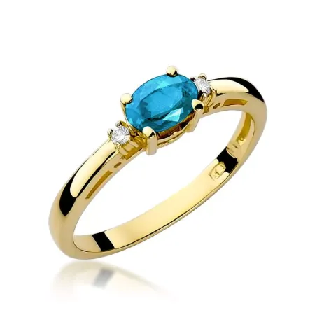 Pierścionek 585 Topaz Diamenty Białe Złoto Grawer Pierścionek 585 Topaz Diamenty Białe Złoto Grawer