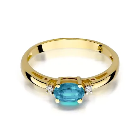Pierścionek 585 Topaz Diamenty Białe Złoto Grawer Pierścionek 585 Topaz Diamenty Białe Złoto Grawer