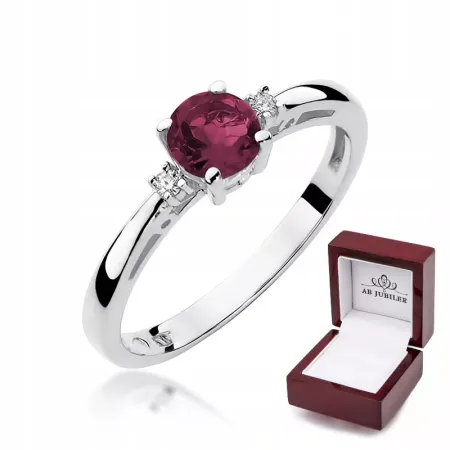 Pierścionek w Białym Złocie Rubin 0,60ct Brylanty Pierścionek w Białym Złocie Rubin 0,60ct Brylanty