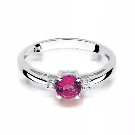 Pierścionek w Białym Złocie Rubin 0,60ct Brylanty Pierścionek w Białym Złocie Rubin 0,60ct Brylanty