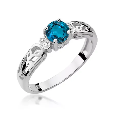 Pierścionek Topaz London Blue Brylanty Próba 585 Pierścionek Topaz London Blue Brylanty Próba 585