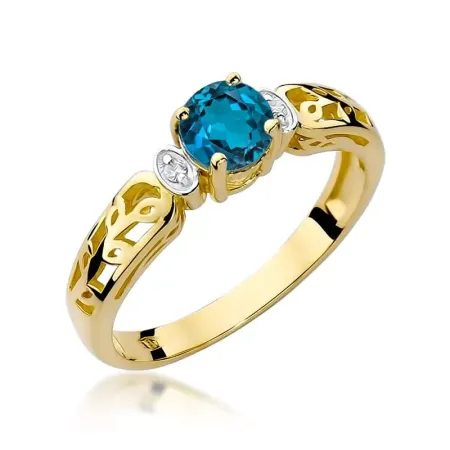 Pierścionek Topaz London Blue Brylanty Próba 585 Pierścionek Topaz London Blue Brylanty Próba 585