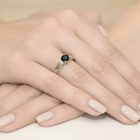 Złoty Pierścionek 585 Czarny Diament i Brylanty Złoty Pierścionek 585 Czarny Diament i Brylanty