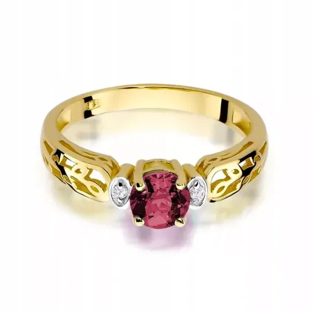 Pierścionek w Białym Złocie Rubin 0,60ct i Diament Pierścionek w Białym Złocie Rubin 0,60ct i Diament