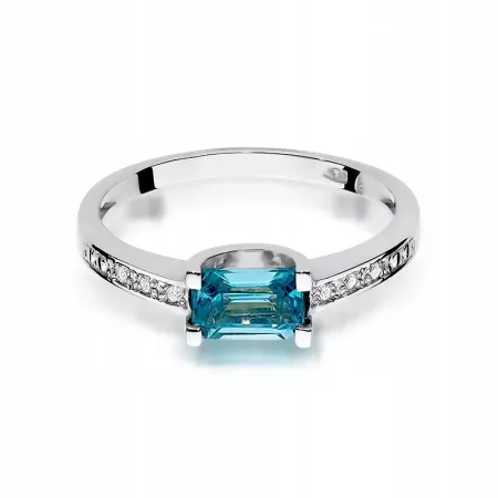 Złoty Pierścionek Topaz Brylanty Próba 585 Grawer Złoty Pierścionek Topaz Brylanty Próba 585 Grawer