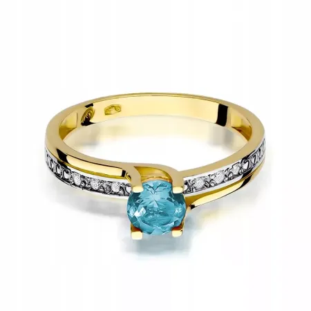Pierścionek Zaręczynowy Topaz Diamenty 585 Grawer Pierścionek Zaręczynowy Topaz Diamenty 585 Grawer